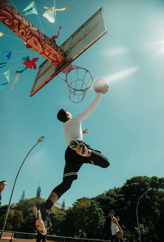 Basketball player jumping